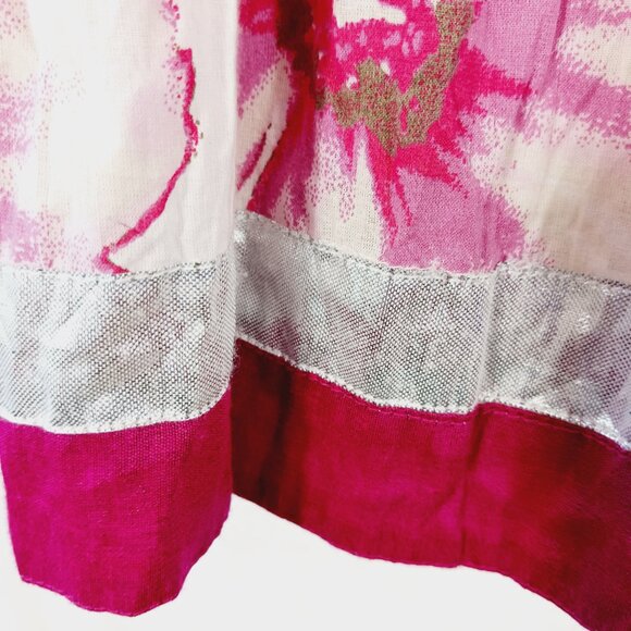 Lalla Nissa, Tiered Maxi Floral Skirt, Medium, Floral Print Stretch Waist w/ Tie - Picture 10 of 15